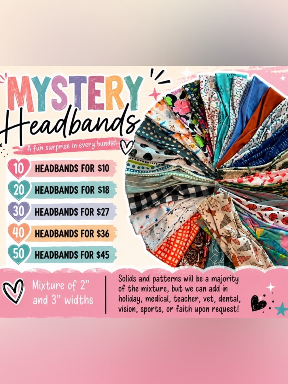 30 Mystery Adult Headbands - Mixed Colors